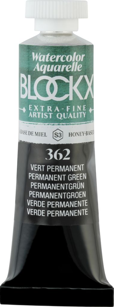 Blockx 3x Aquarellfarbe, Permanentgrün - Tube 15ml - Permanentgrün 44362BXC