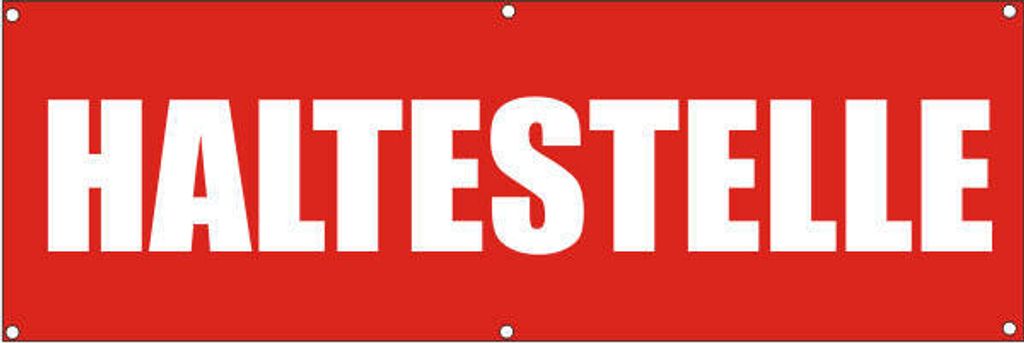 Werbeplane / Gerüstplane - p118 - Haltestelle - NEU - 300 cm x 100 cm - für Baustelle, Garten, Zaun oder Veranstaltung