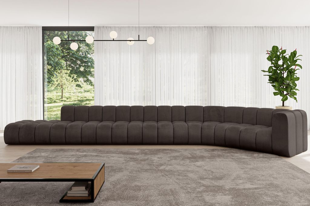 ALTDECOR Modulares Sofa Ecksofa in L-Form - Tilmo-L3 - 581x194x70 cm Braun - Corner modular Sofa Eckcouch Couch Wohnlandschaft Cauchsofa Bodensofa ...