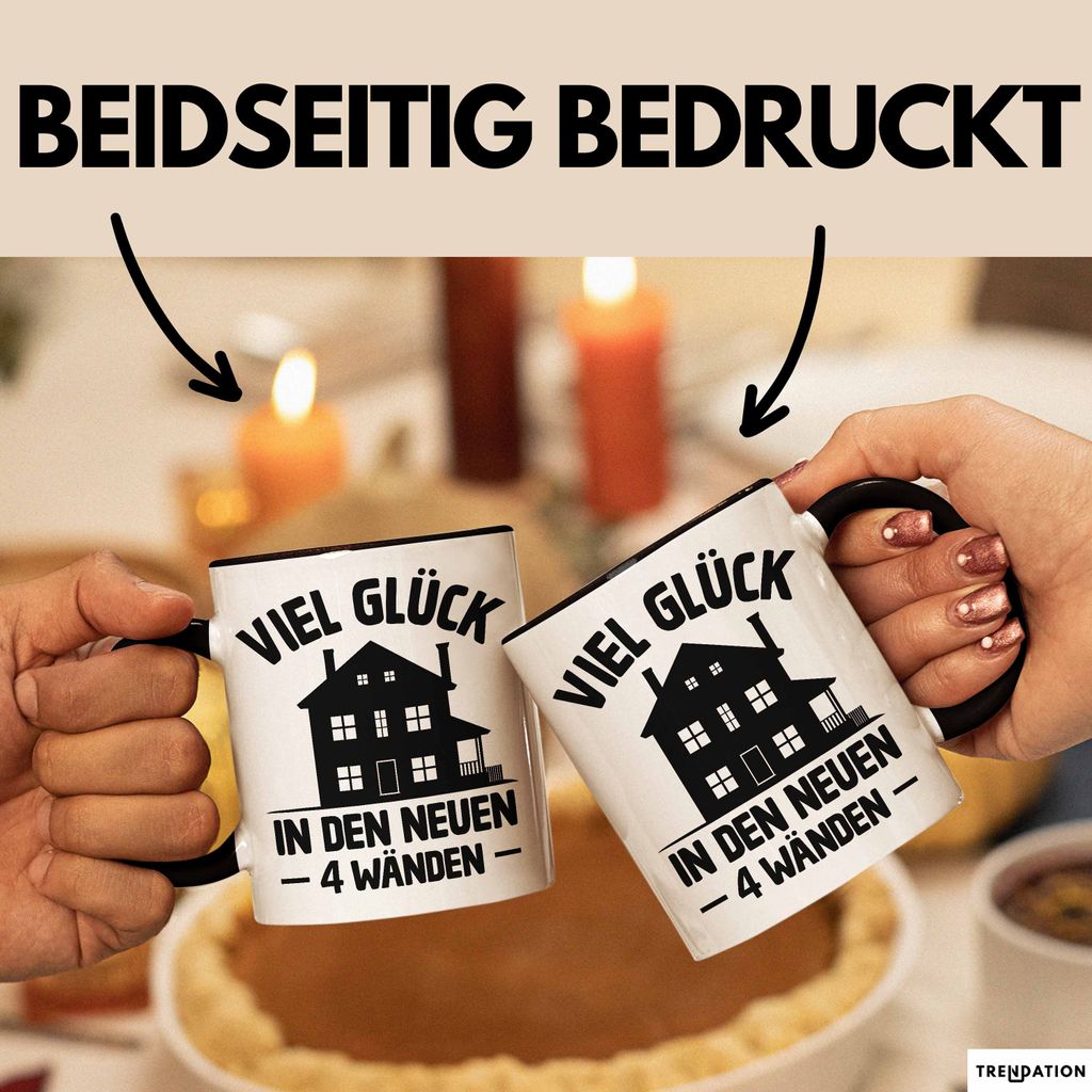 Einzugstasse Mit Spruch – Geschenk Für Neue Nachbarn – Schwarz, Spülmaschinenfest