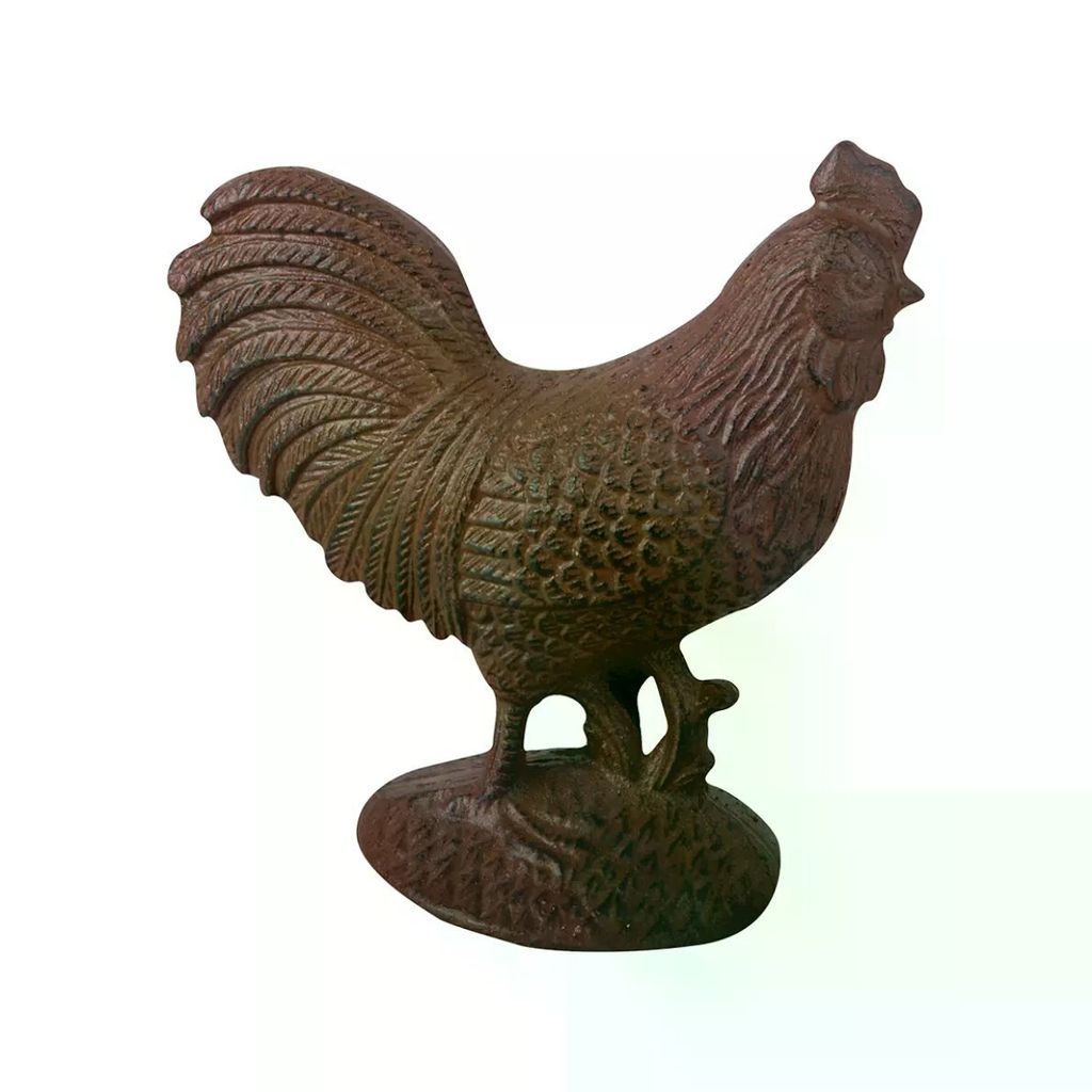 Hübscher Hahn, Gusseisen, Landhaus Stil, Deko Garten, 19 cm hoch, Tierfigur