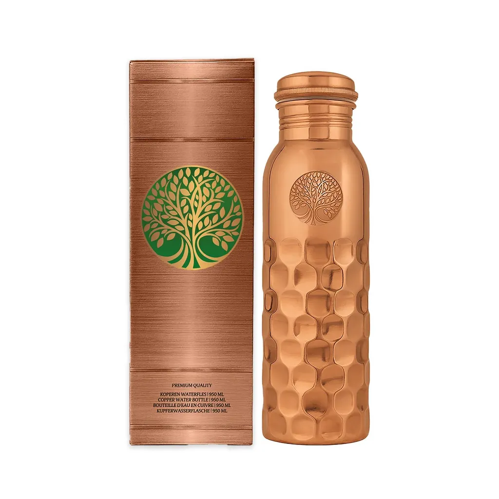 Bouteille Cuivre Pur 100% Martelée Main 950 ml - Qualité Supérieure