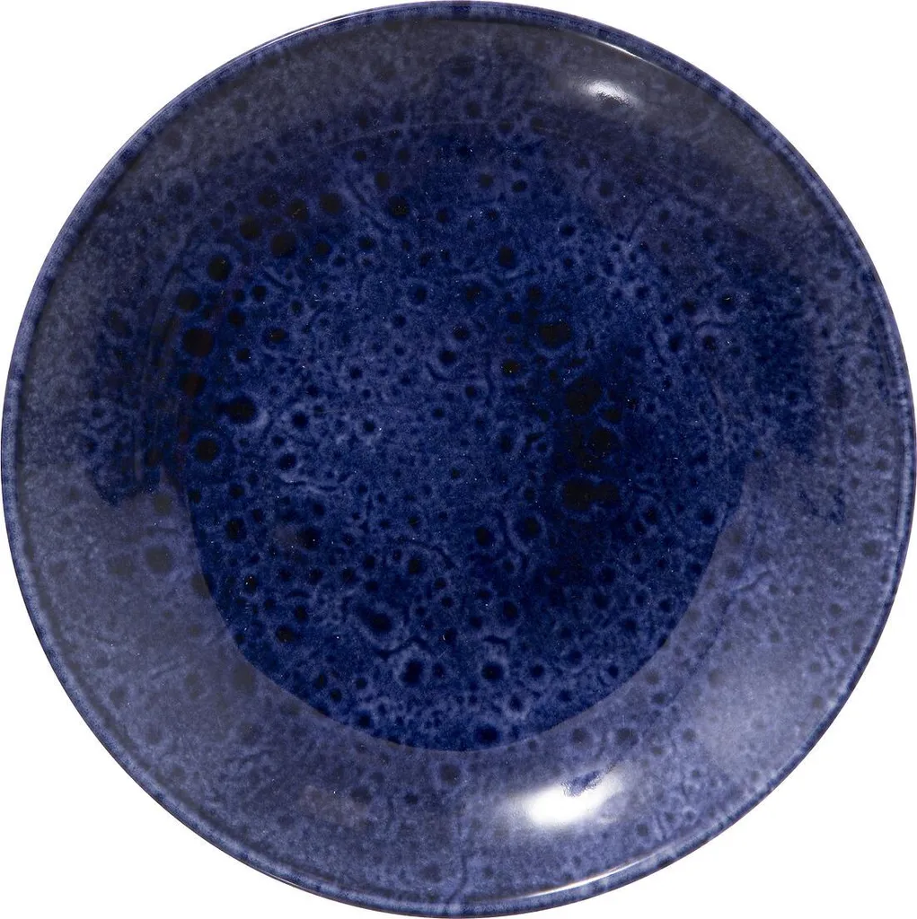 Piatto Torta in Gres CASA Blu Navy Ø 21 cm - Eleganza Artigianale per Dolci