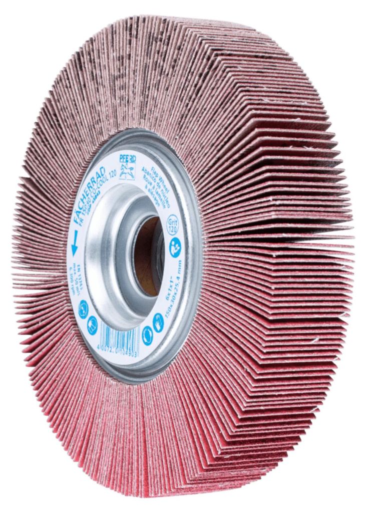 PFERD TOOLS Lamellenschleifrad FR Ø 150x30mm Bohrung Ø 25,4 mm CO-COOL120 für kühlen Schliff auf Edelstahl 2 Stk