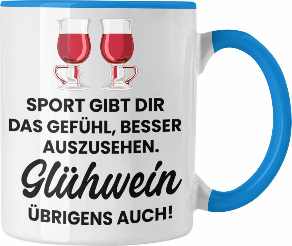 Trendation - Glühwein Tasse Lustig Spruch Glühweinbecher mit Henkel Doppelwandig Glühweintassen Gläser Weihnachtsmarkt Becher Tassen Geschenk (...
