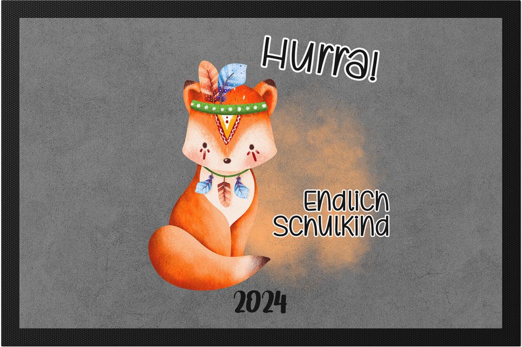 Endlich Schulkind 2024 Fuchs Fußmatte Süßes Eichhörnchen Einschulung Geschenk Schulanfang Schuleinführung