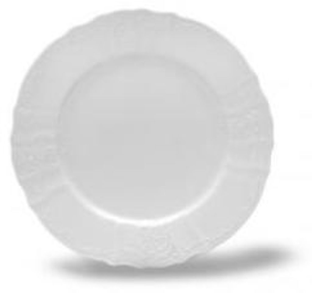 A white plate on a white background.