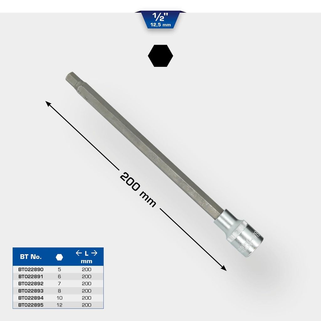 KS TOOLS 1/2" Innensechskant Bit-Stecknuss, 200 mm lang, 8 mm