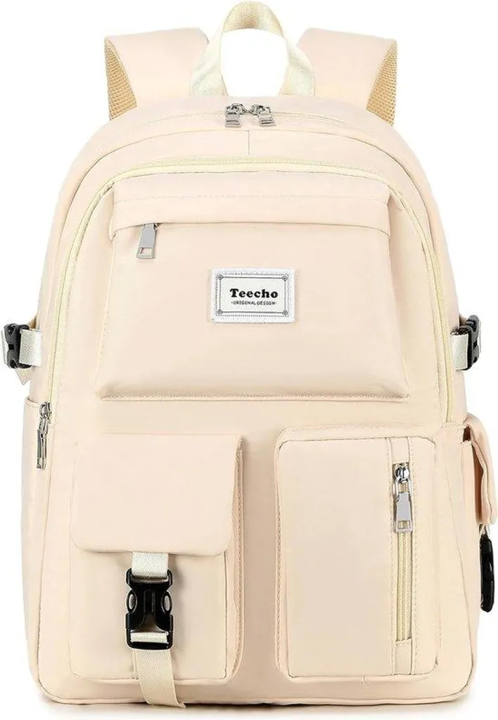 Sac à dos ordinateur portable filles crème - Cartable scolaire 15 pouces