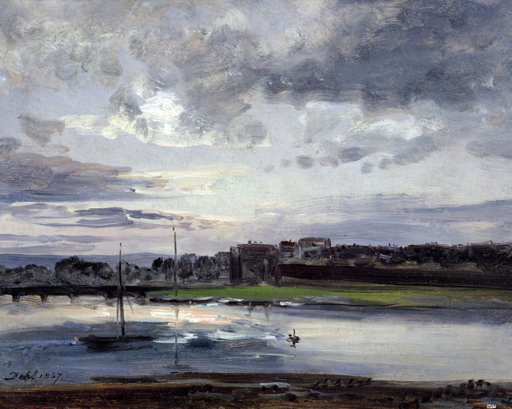 Johan Christian Dahl Kunstdruck Bild - Die Elbe Und Dresden-Neustadt Im Abendlicht, 1837 (40 x 50 cm)