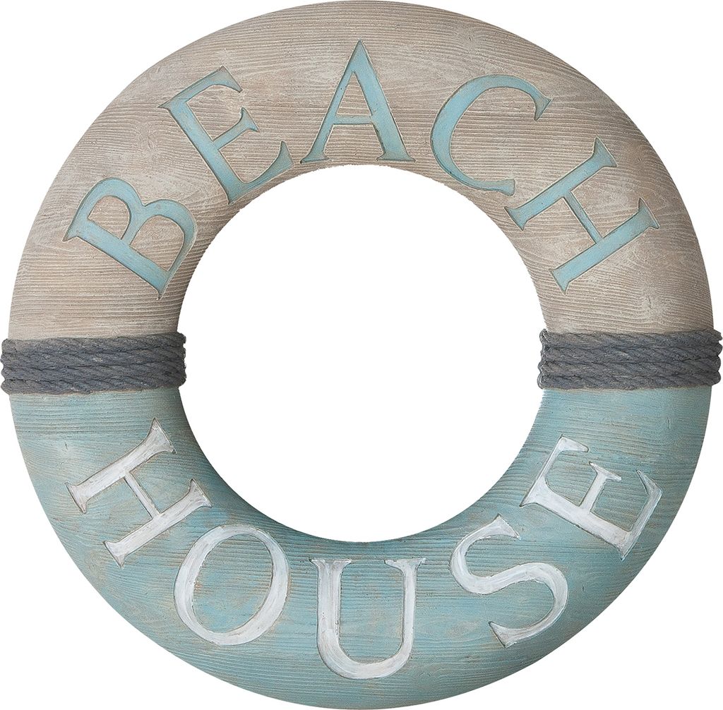 GILDE Spiegel rund Beach house grau H. 45 cm, 59245
