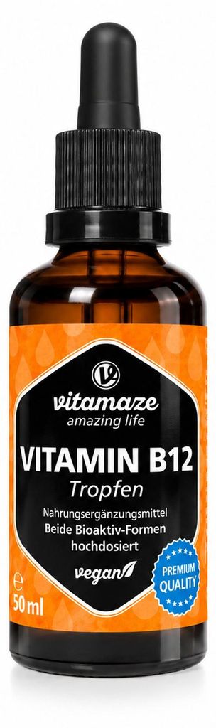 VITAMIN B12 100 μg hochdosiert vegan Tropfen 50ml PZN Produktbild 