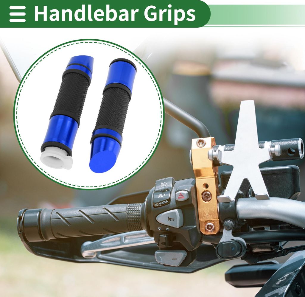 7/8" 22mm 15/16" 24mm Motorrad Handgriffe Cover Kit Aluminiumlegierung Gummi Lenker Griffe für Motorroller Fahrrad ATV Blau 1 Set