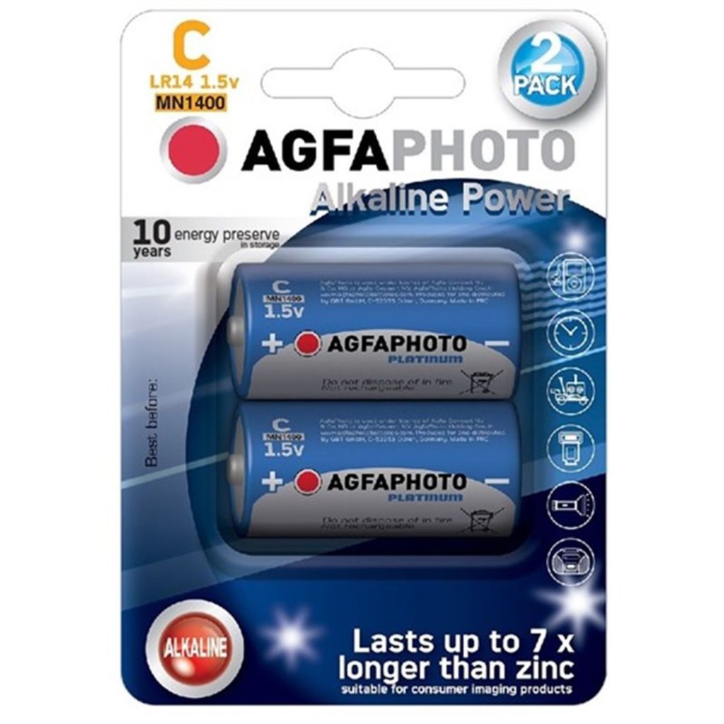 Batterie Alkaline, Baby, C, LR14, 1.5V Power, Retail Blister (2-Pack)