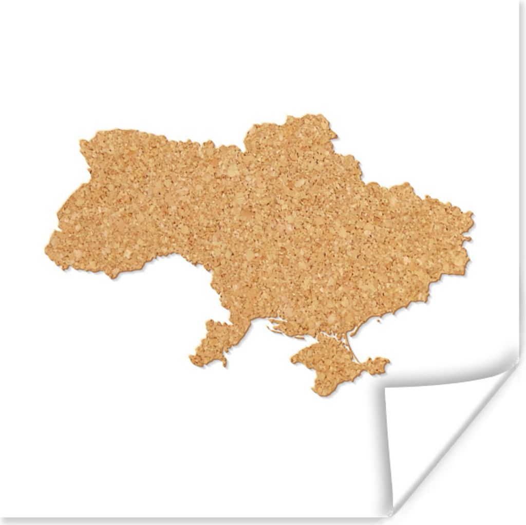 MuchoWow Poster Illustration der Ukraine in Kork 75x75 cm - Wand Dekoration