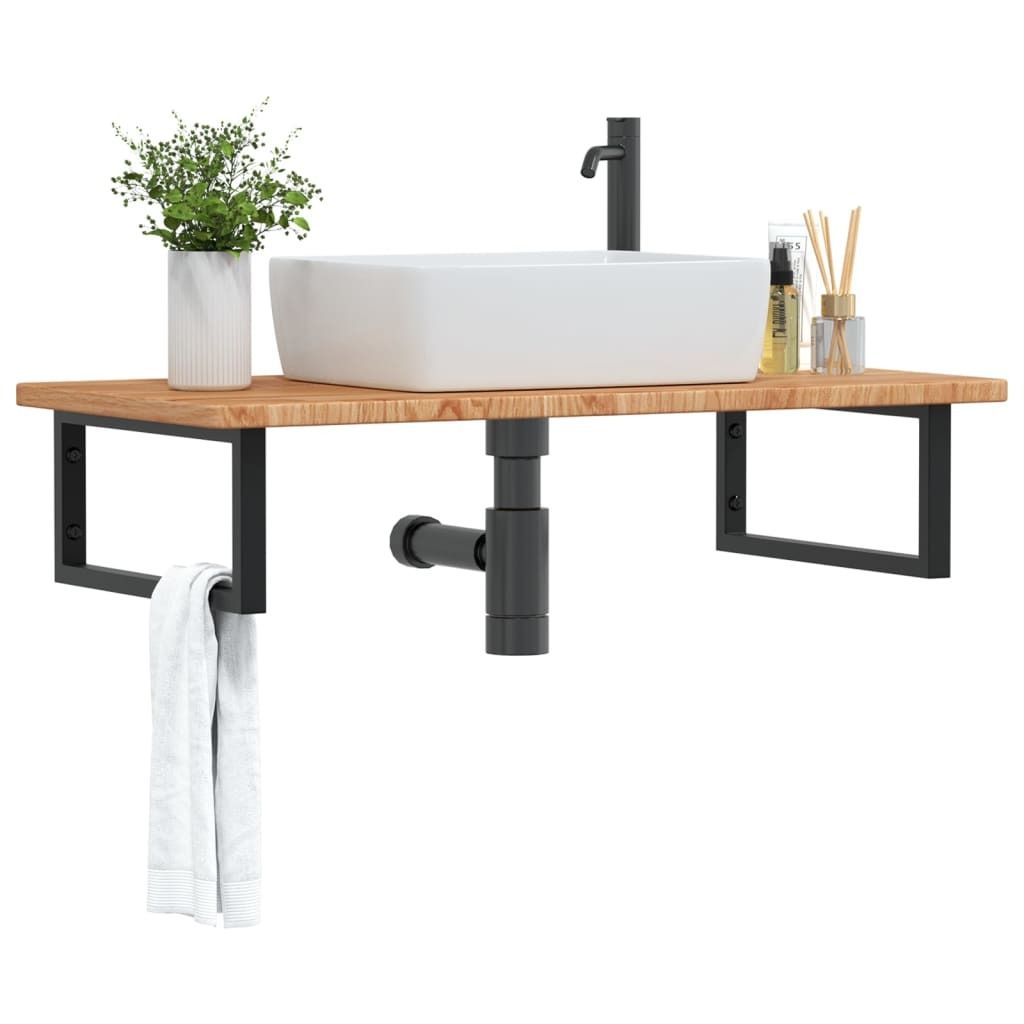HOMMIE Waschtischplatte/Badezimmermöbel- modernes Design - mit Halterung Stahl und Massivholz Eiche Promotion178144 - Badezimmerschränke