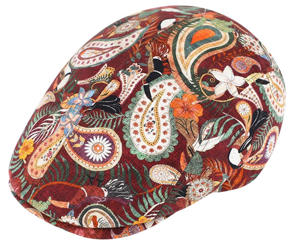 Fiebig Bunte Sommer-Flatcap in Paisley-Print  in rot