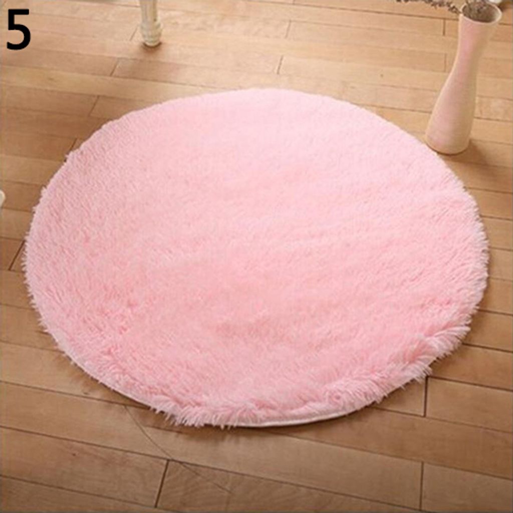 Home Decoration Schlafzimmer Hall rein Farbe Runde Samt Teppichkissen Türbodenmatte-Rosa ,Größen:S