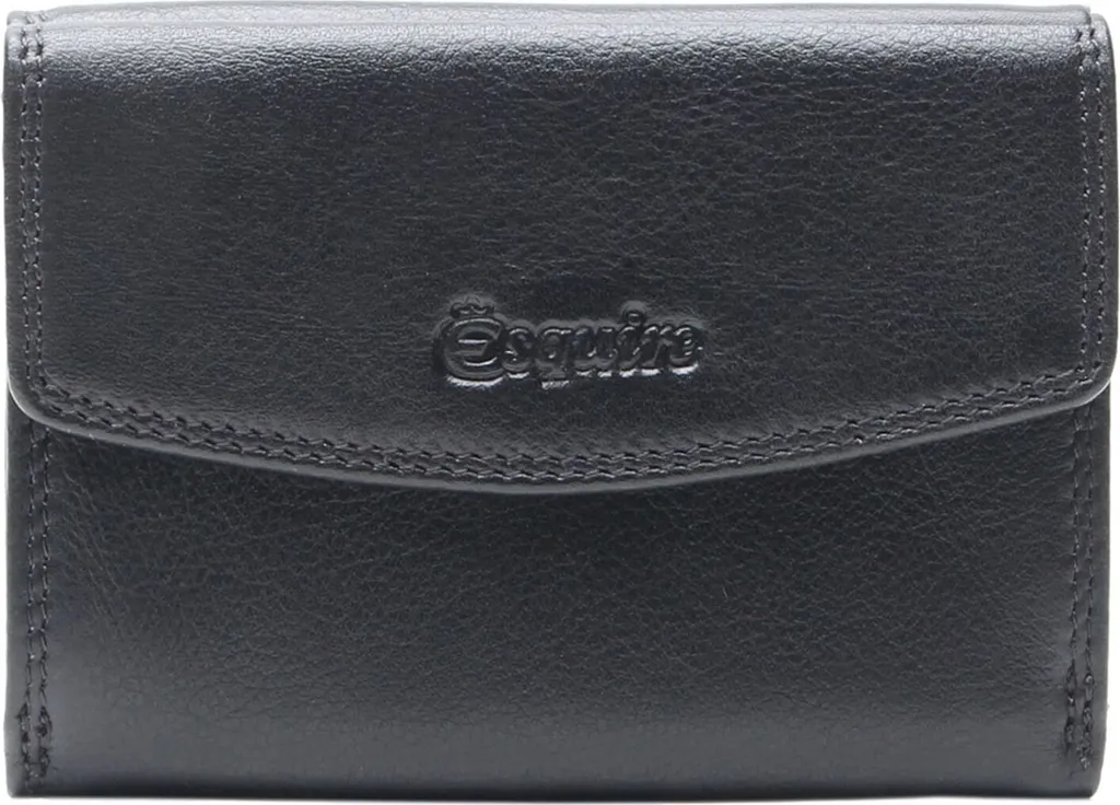 Esquire Duo Wallet Black Nero - Portafoglio Uomo in Vera Pelle Nappa