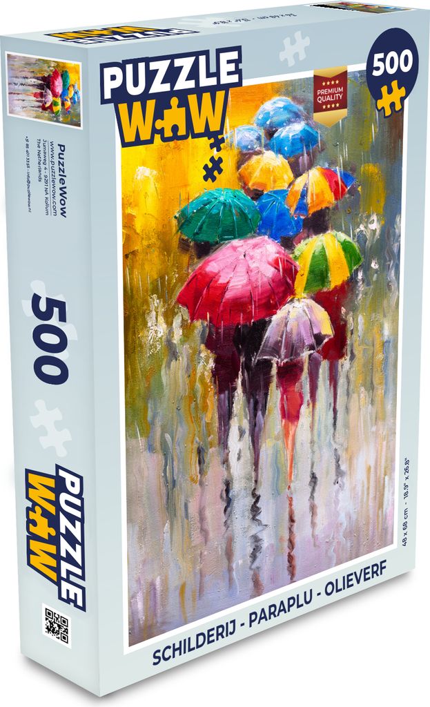 MuchoWow Puzzle 500 Teile Gemälde - Regenschirm - Öl - Denken - Spiel - Toy