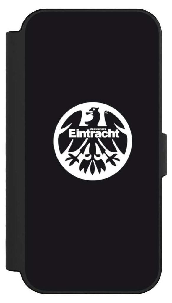 NIVOCASE Klapphülle für Apple iPhone 16 Handyhülle aus Kunst Leder NIVOflip schwarz Adler Eintracht Frankfurt Logo