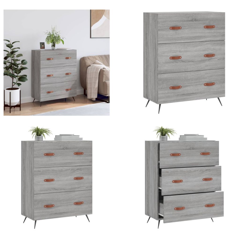 vidaXL Kommode Grau Sonoma 69,5x34x90 cm Holzwerkstoff - Kommode - Kommoden - Schubladenkommode - Schubladenschrank