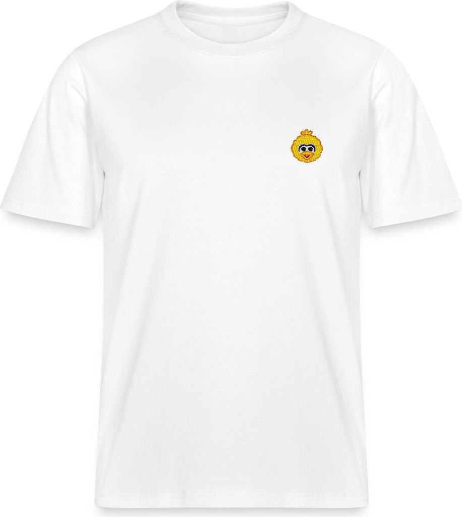 Spreadshirt Sesamstraße Bibo Als Stickmotiv Relaxed Fit Uni T-Shirt, M, Weiß