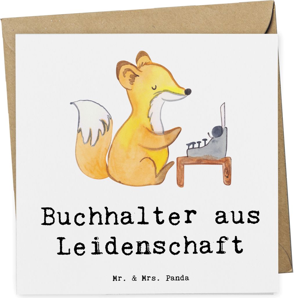 Mr. & Mrs. Panda doppelkarte Buchhalter Leidenschaft - Weiß - Geschenk, Spruch, Angestellter, Glückwunschkarte, faltkarte, Beruf, Klappkarte, anl...