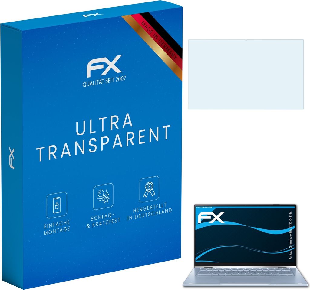 atFoliX FX-Clear 2x Schutzfolie kompatibel mit Asus Chromebook Flip C433 (C433TA) Displayschutzfolie