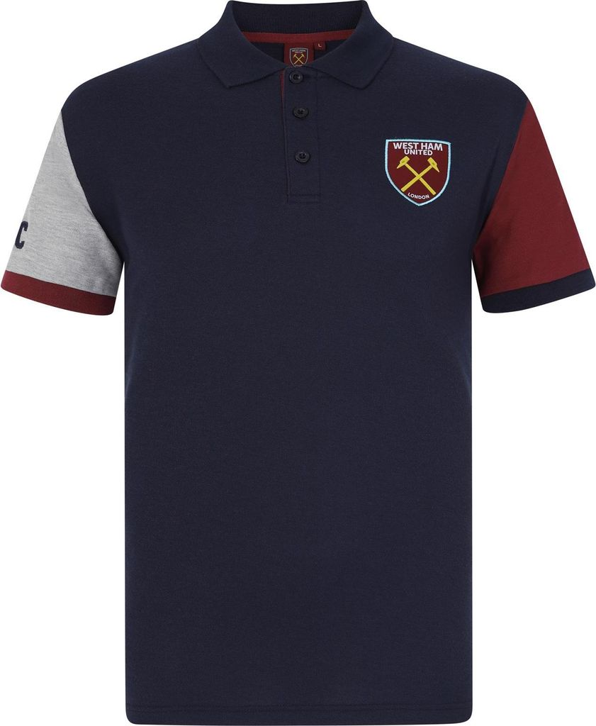 West Ham United FC - Poloshirt für Jungen, Kontrast-Ärmel GF699 (152-158) (Marine)