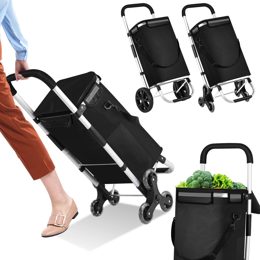 Aopunly Einkaufstrolley, 6 Räder, mit Kühlfach&Treppen Produktbild 