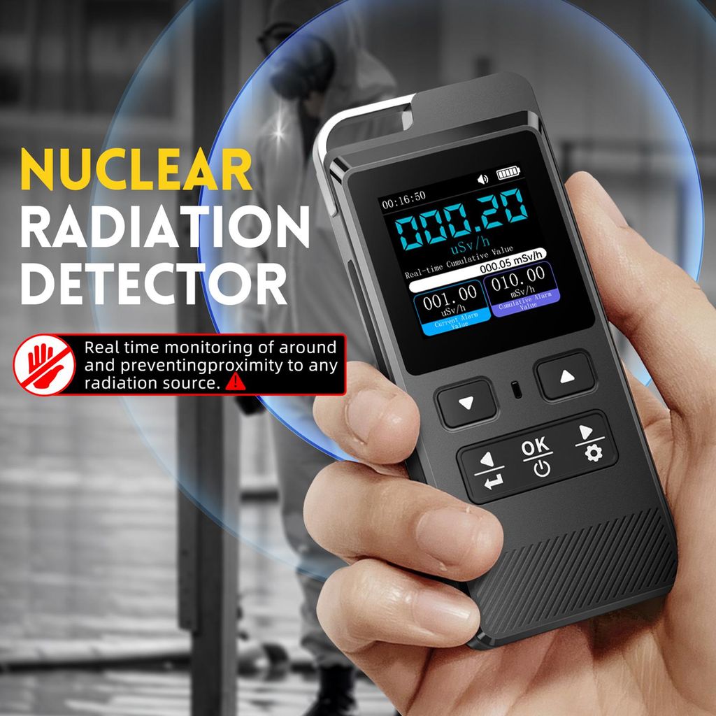 GC-02 Tragbarer Ionisierende Strahlung Tester, Geigerzähler mit IPS Display, Strahlendetektor mit Alarmfunktion