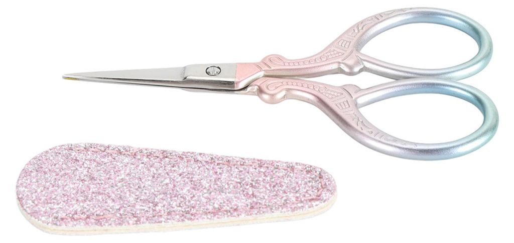 Näh-Stickscheren-Set, professionelle Stoffschere aus Edelstahl und Kunstlederschutz, Rosa