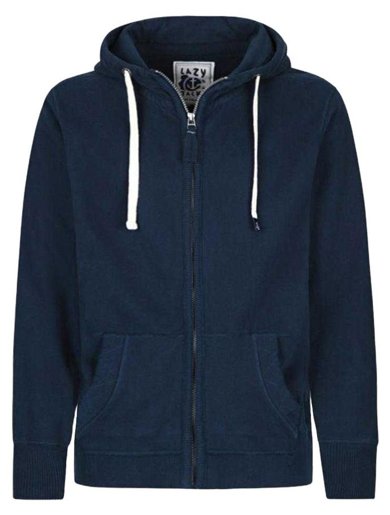 Lazy Jacks - Hoodie mit durchgehendem Reißverschluss für Herren, mit Kordelzug LJ273 (XL) (Marineblau)