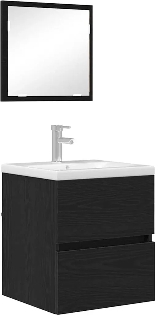 vidaXL Mobile da bagno in rovere nero 41 x 38,5 x 45 cm