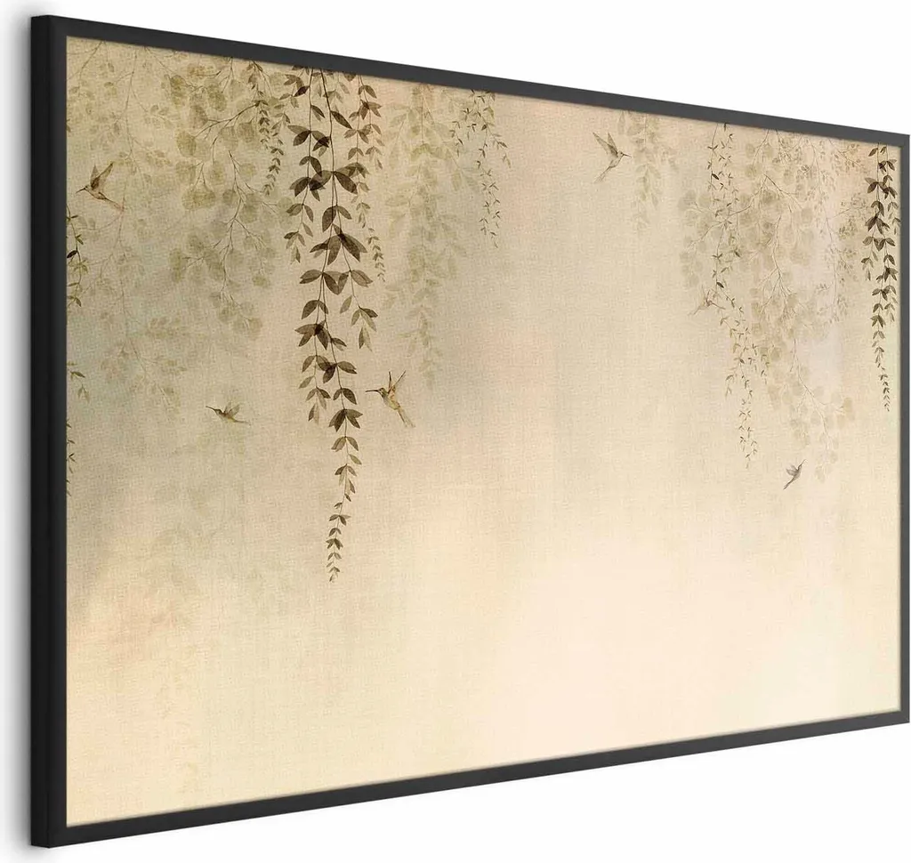 Offerta Poster 60x40 Colibrì Beige + Cornice Nera Design Moderno