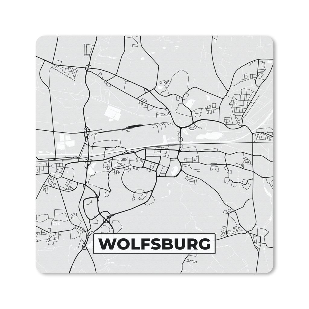 MuchoWow Mauspad Mousepad Karte - Wolfsburg - Karte - Deutschland 20x20 cm - Mousepads - Maus Mat - Pad - Mausunterlage - Desk Mat - Bureauartikeln