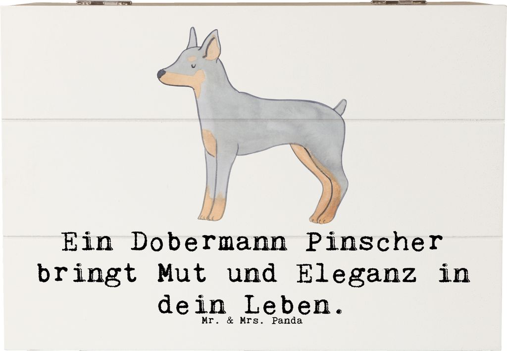Mr. & Mrs. Panda Geschenkbox Dobermann Pinscher 22 x 15 cm - Weiß - Geschenk, aktive Hunde, Truhe, Schutzhund, intelligente, Hunderassen, mit deck...