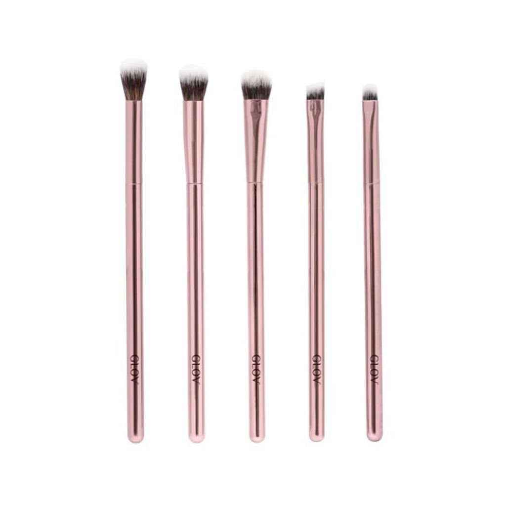 Makeup Eye Brush Set 5-Piece Professional Make Up Kits Brushes Blending Crease Mini Flat Eyeshadow Eyeliner Soft Synthetic Bristles Pink