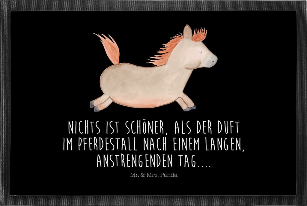 Mr. & Mrs. Panda Schmutzfangmatte Pferd Springen 50 x 75 cm - Schwarz - Geschenk, Bauernhof, Schmutzfangteppich, Gummimatte, Reiten, Pferde, Fußab...