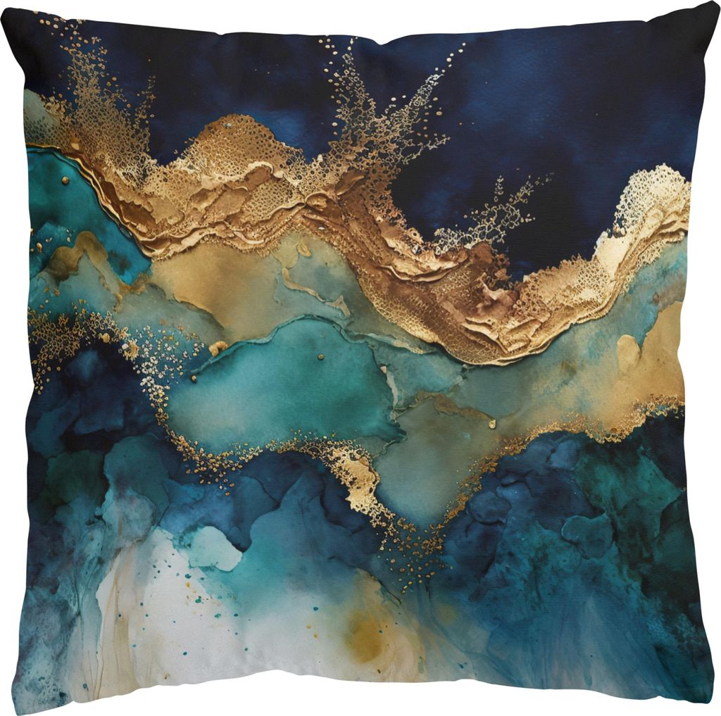 Dekokissen mit Motiv drinnen / Indoor Zierkissen Canvas waschbar Design blau Abstrakt Sofakissen ohne Füllung