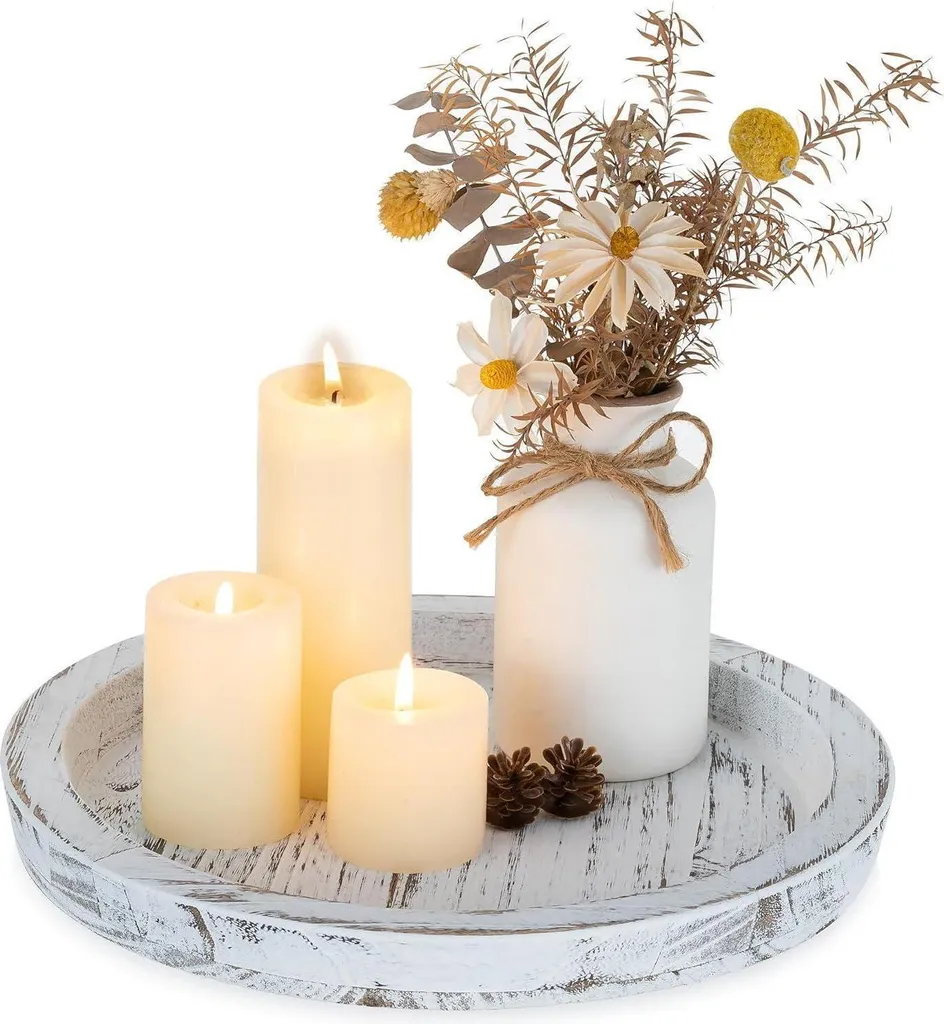 Vassoio in Legno Rotondo Rustico 28,5 cm | Decorazione Casa Campagna