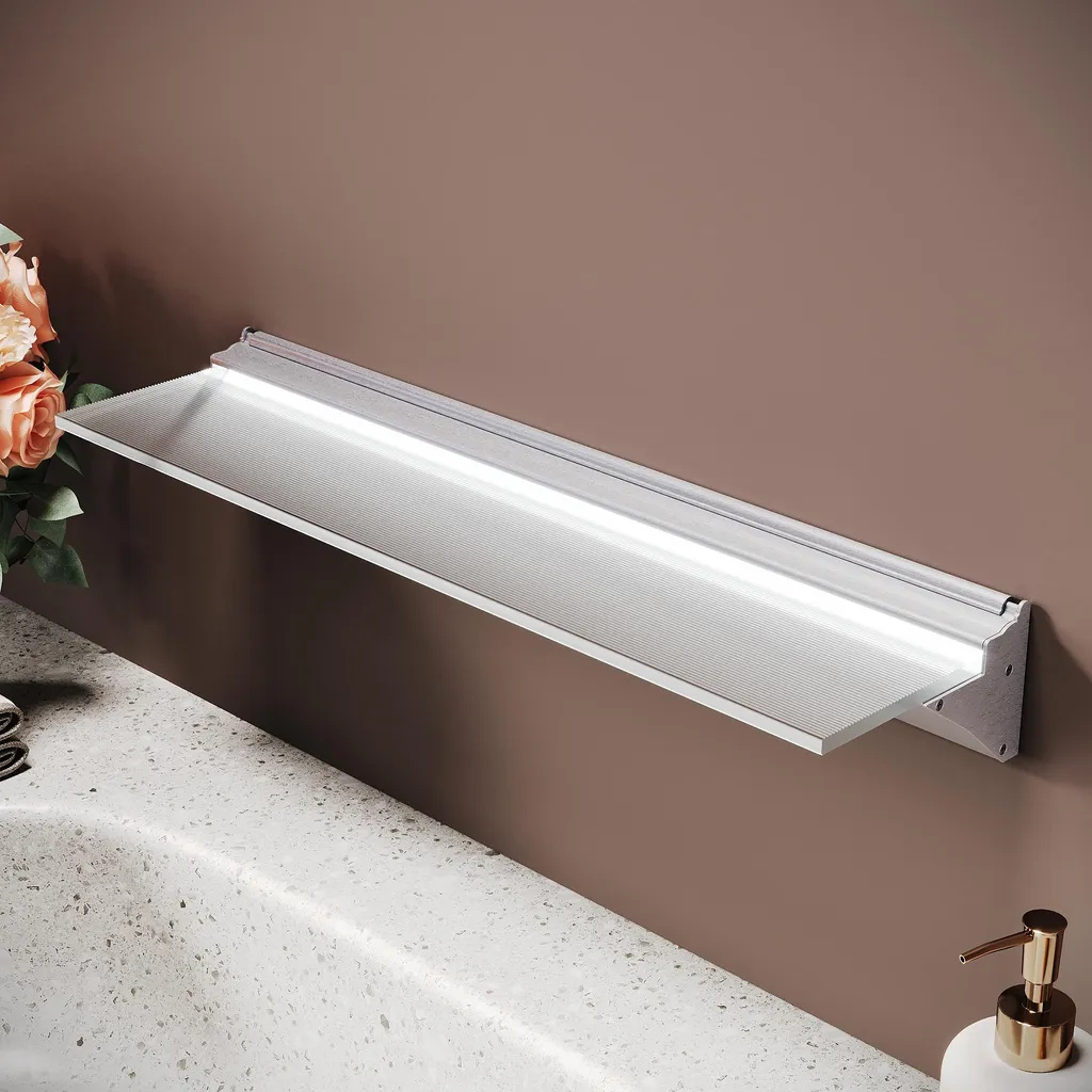 Tablette de Douche en Verre et Argent Sonni avec Capteur de Mouvement