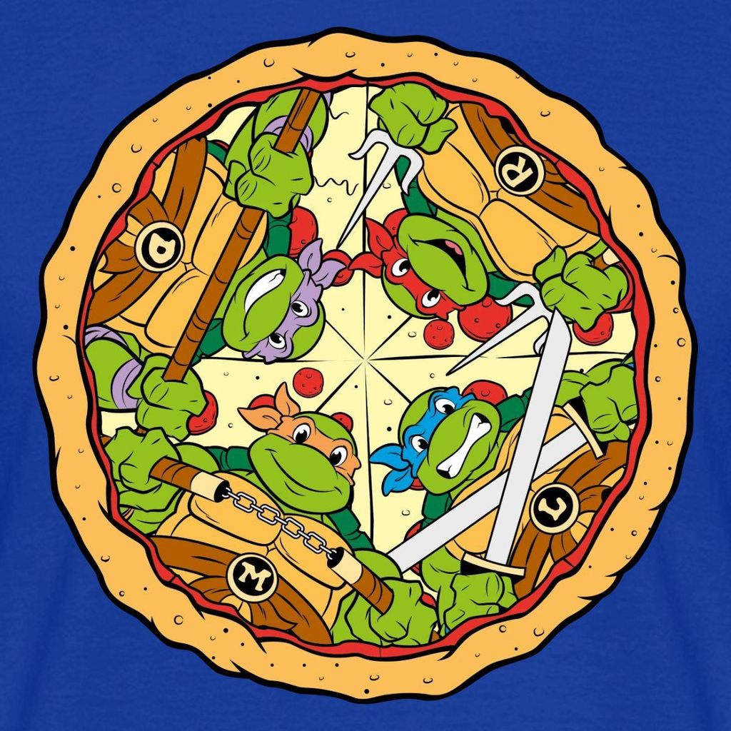 Spreadshirt Teenage Mutant Ninja Turtles Pizza Logo Männer T-Shirt, L, Dunkelblau