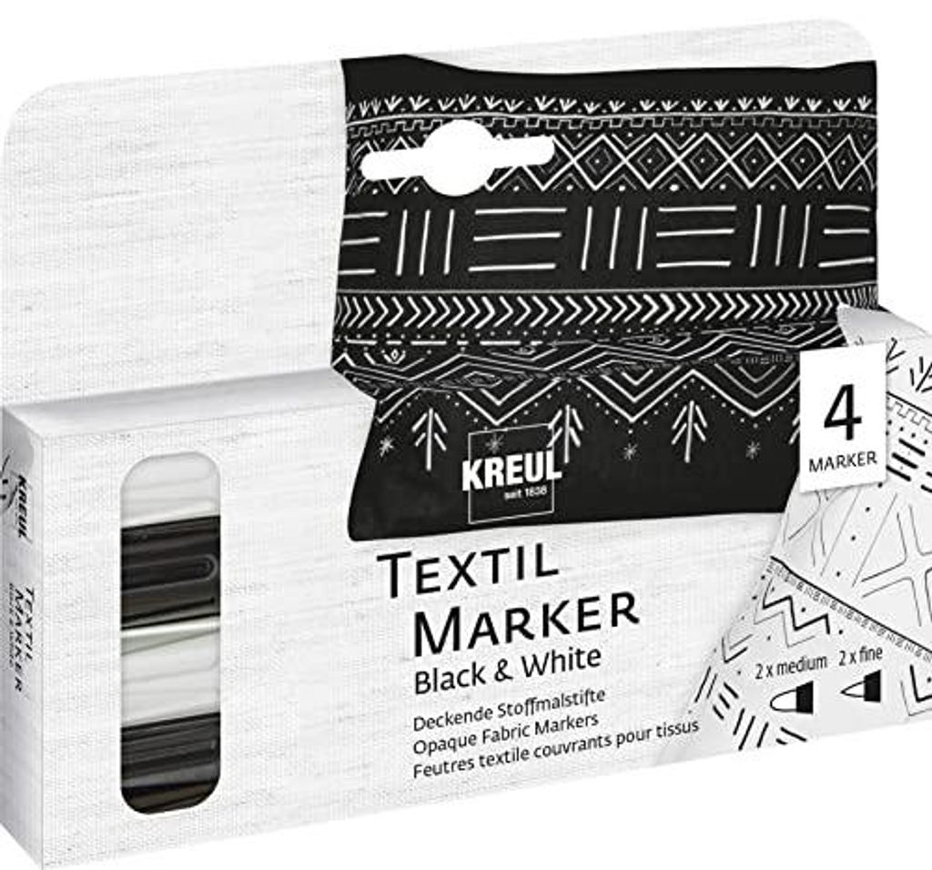 KREUL Marqueurs pour textiles OPAK Black & White, set de 4 Image du produit 