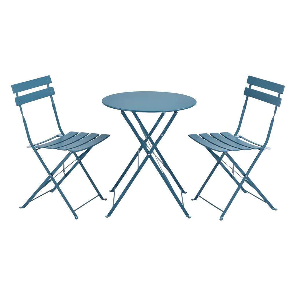 Petit mobilier de jardin pliant Caprile turquoise acier gain de place