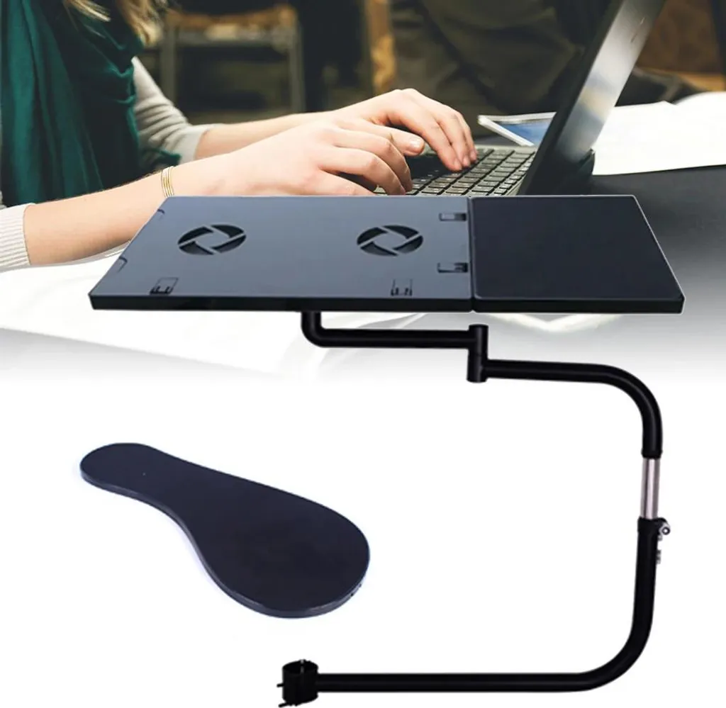 Tablette Clavier pour Chaise avec Support Souris Inclinable Noir Ergonomique
