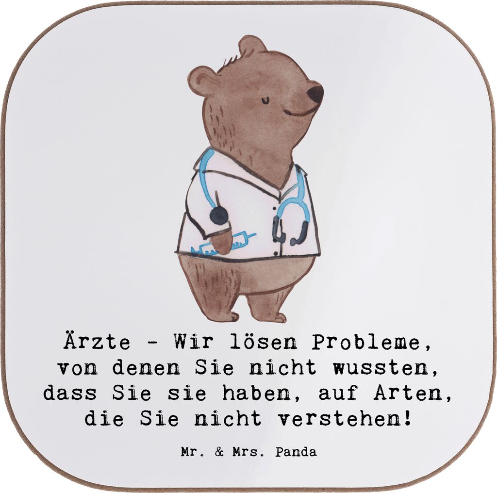 Mr. & Mrs. Panda Tischuntersetzer Arzt Probleme Lösen - Weiß - Geschenk, Krankenhaus, Beruf, Ärzte, Internist, Medizin, Notfallmediziner, Coaste...