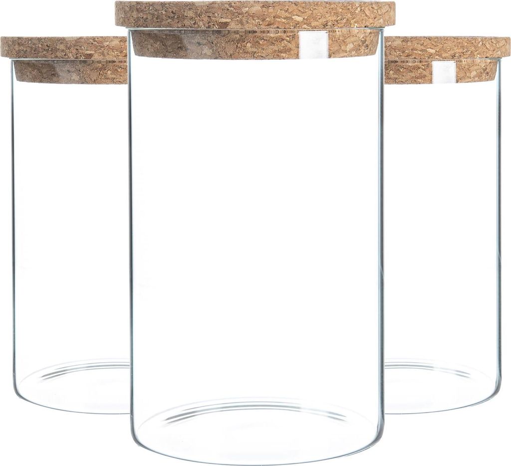 Argon Ta Glas Vorratsgläser mit Korken Lids - Moderne Moderne Küche Lebensmittel Speicherbehälter - 1 Liter - Packung mit 3