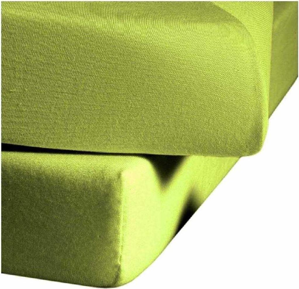 Fleuresse Jersey Spannbettlaken Jenny C Single weich formstabil 100% Baumwolle Spannbetttuch Rundumgummi 100x220 cm Apfelgrün